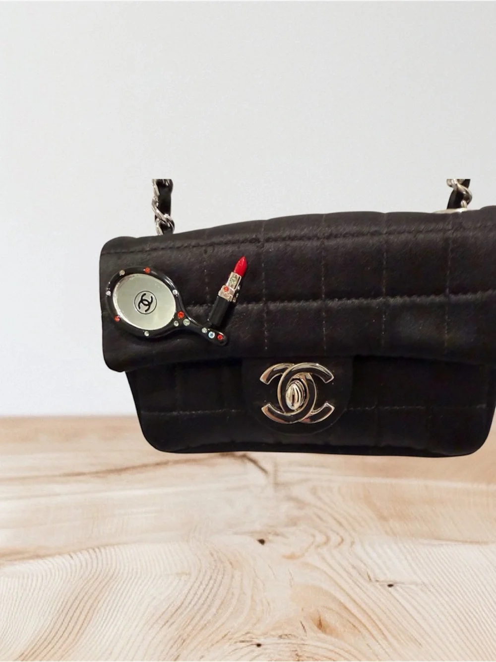 CHANEL Black Quilted Crossbody Bag with Silver CC